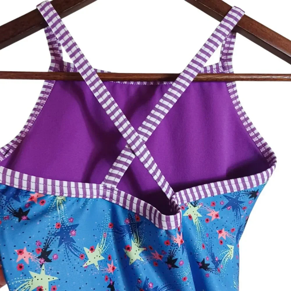 Uglies Girls Swimsuit NWT Size 14 Training One Piece Criss Cross Back Star Print